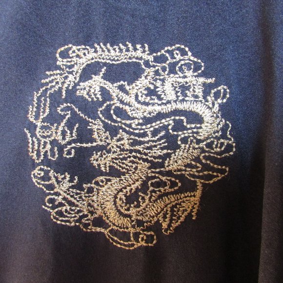 Navy Blue Asian Shirt. Frog Closures. Mandarin Collar - Picture 3 of 8